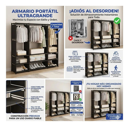 Armario Ropero Portatil Modular Organizador Metal Abs Tnt 2 Colores Según Stock