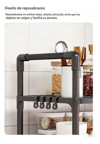 Organizador Rack Negro Cocina 3 Niveles Mesada Estante Microondas Veoquiero