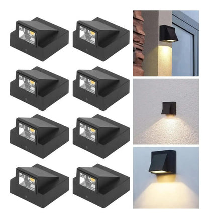 Set X8 Foco Pared Aplique Exterior Lampara Jardin Luminaria