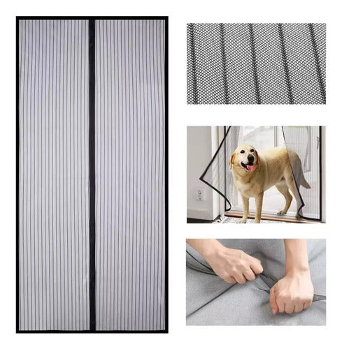 Cortina Mosquitero Magnética 2 Paneles Para Puerta Negro