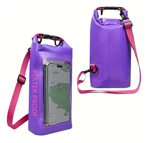 Bolsa Impermeable Estanca 2l Funda Celular Ios Android Playa Violeta