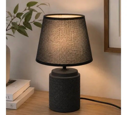 Lámpara Velador Mesa Cerámica Texturizada E27 33cm Negro