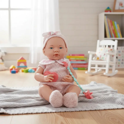 Muñeco Bebé Realista 38cm Chupete Sonidos Vestimenta Crochet