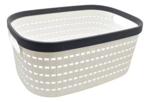 Canasto Cesto Plástico Rectangular Calado Organizador 36.5cm Blanco