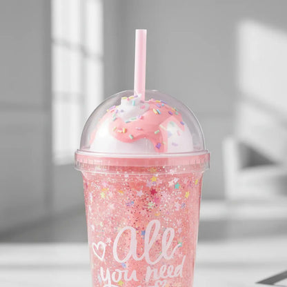 Vaso Acrílico Doble Pared Sorbito 450ml Helado Rosa Rosa