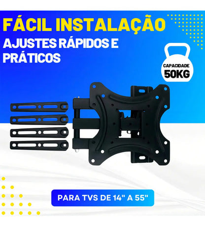 Soporte Tv De Pared Brazo Base Para Tv 14 A 55 Pulgadas 50kg Color Negro