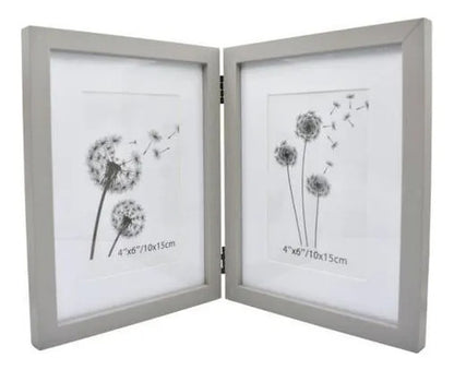 Portarretrato Marco Doble Para Fotos 10x15cm Decoracion Gris