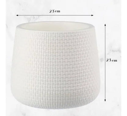 Maceta Decorativa Plástica Texturada Redonda Plato Drenaje Blanco