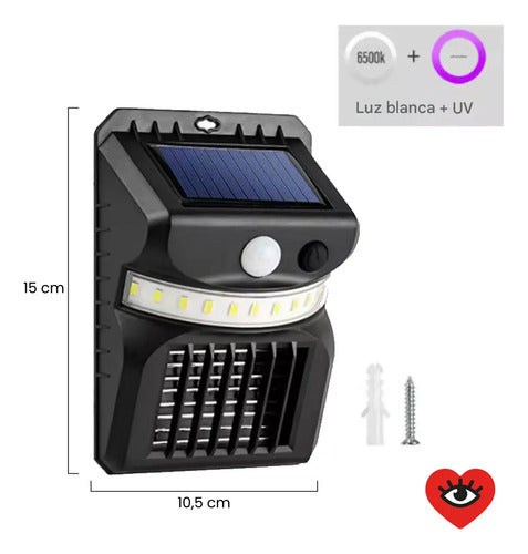 Lampara Farol Led Mata Mosquitos Moscas Insectos Solar Negro