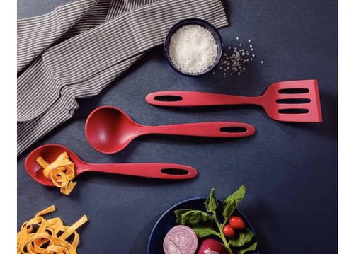 Set X3 Kit Utensilios Cocina Espátula Nylon Resistente 30cm Rojo