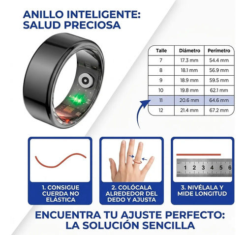 Anillo Inteligente Monitoreo Sueño Talle 11 Ios Android Negro 11