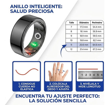 Anillo Inteligente Monitoreo Sueño Talle 11 Ios Android Negro 11