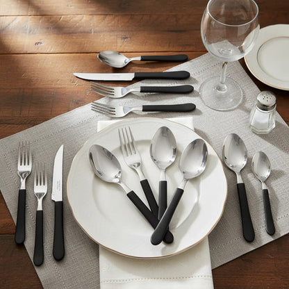 Set Juego De Cubiertos Mesa Pack X20 Piezas Acero Inoxidable Negro