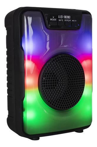 Parlante Inalambrico Bluetooth Ios Android Luces Rgb Usb Tws Negro Mate