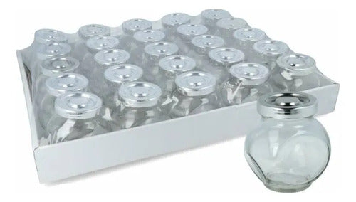 Frascos Vidrio Tapa Set Pack X25 Cocina Souvenirs Metalica Plateado