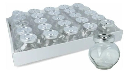 Frascos Vidrio Tapa Set Pack X25 Cocina Souvenirs Metalica Plateado