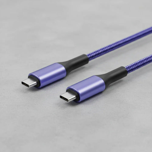Cable Usb Tipo C A Tipo C Reforzado Carga Y Datos 1m Nylon Azul
