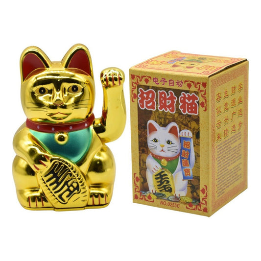 Gato De La Suerte Para Atraer Fortuna De Plastico 13x8cm.