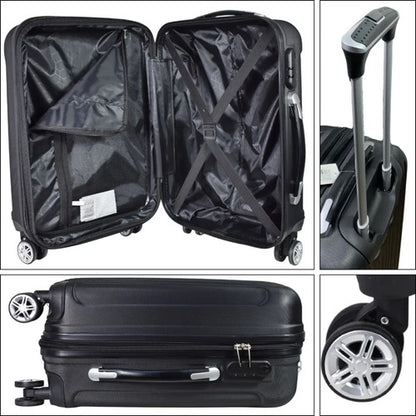 Valija Viaje Mediana Rigida Expandible 4 Ruedas 360 25 PuLG Negro Rayas
