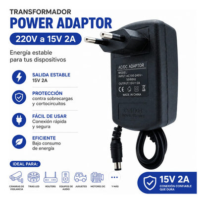 Transformador Fuente Adaptador Power Adapter 220v 2a Fuente Negro
