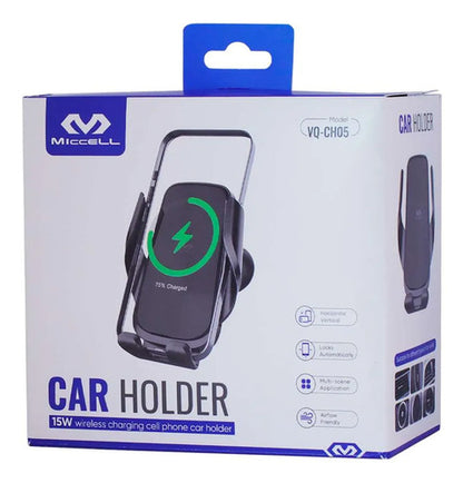 Soporte Cargador Celular Auto Inalambrico 15 W Ios Android Negro