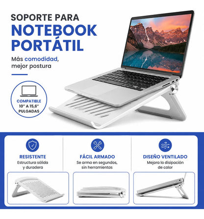 Soporte Base Laptop Notebook Portatil Plegable Ajustable Blanco