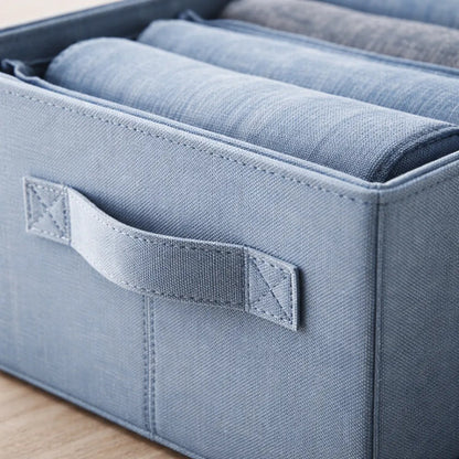Caja Organizadora Tela 7 Compartimientos Portareloj Plegable Celeste