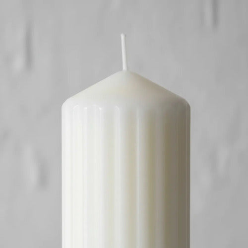 Vela Cera Acanalada Decorativa 20x7cm Cilindrica Fragancia Blanco