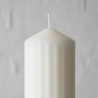 Vela Cera Acanalada Decorativa 20x7cm Cilindrica Fragancia Blanco