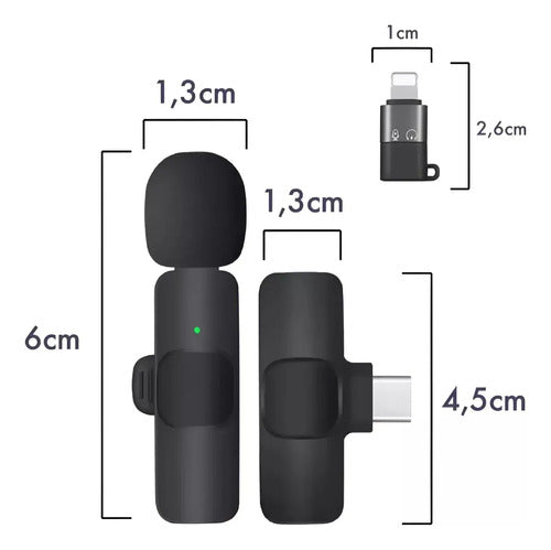 Microfono Solapero Inalambrico X2 Usb Tipo C Android Ios Negro