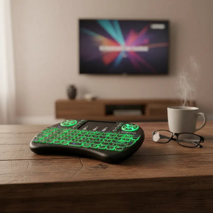 Teclado Tv Inalambrico Panel Tactil Rgb Recargable 3 Colores Verde