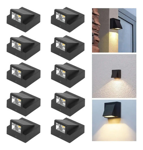 Set X10 Foco Pared Aplique Exterior Lampara Jardin Luminaria