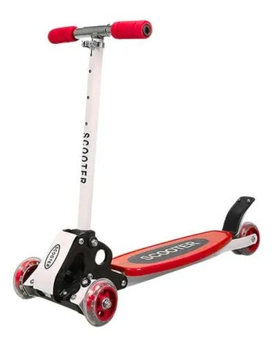 Monopatín Scooter Plegable 3 Ruedas Altura Regulable 45kg Rojo