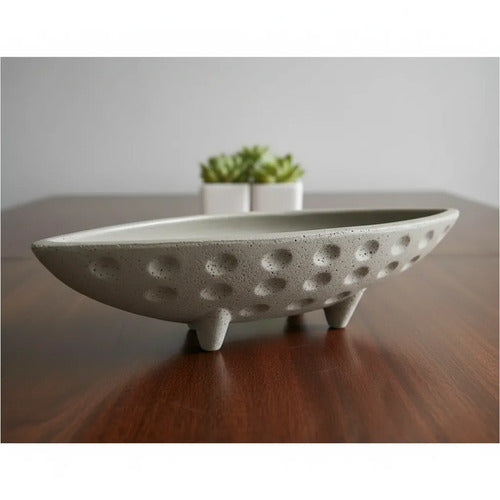 Adorno Decorativo Centro Mesa Plástico 31x11.5cm Moderno Blanco