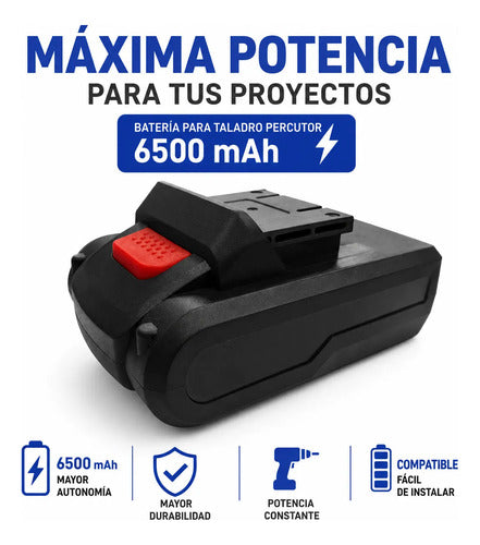 Batería Recargable Para Taladro Percutor 6500mah Repuesto