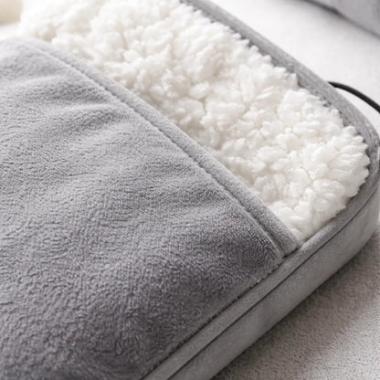 Calentador Calienta Pies Electrico Usb Felpa 30cm Invierno Gris