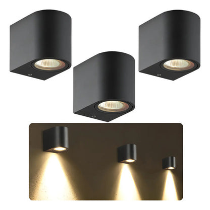 Set X3 Luminaria Pared Lampara Aplique Exterior Foco Luz Led Negro