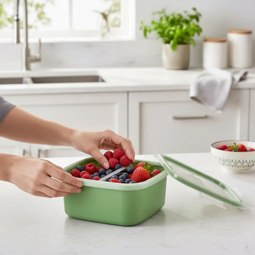 Recipiente Pote Tupper Cocina Tapa 1,1l Resistente Alacena Verde