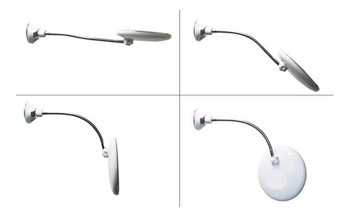 Espejo Maquillaje Luz Led Redondo Con Aumento Ventosa Blanco