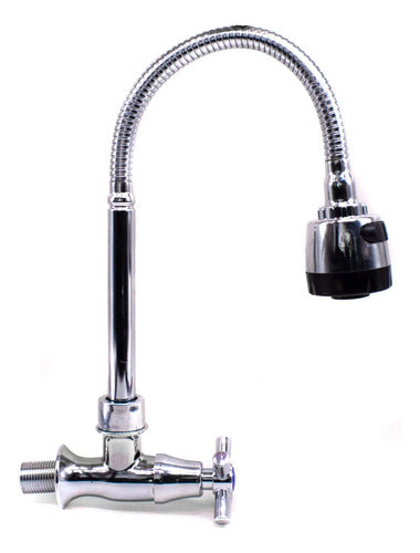 Grifo Cocina Mesada Pared Canilla Metalica Pico Flexible