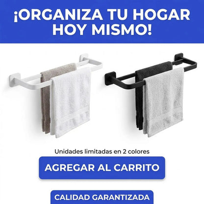 Organizador Toallero Estante Baño Cocina Pared Metalico 49cm Negro