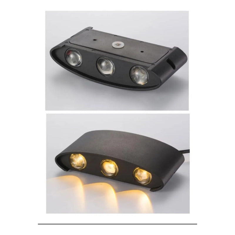 Set X3 Aplique Pared Bidireccional Lampara Exterior 3 Luces