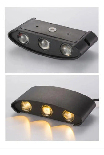 Set X3 Aplique Pared Bidireccional Lampara Exterior 3 Luces