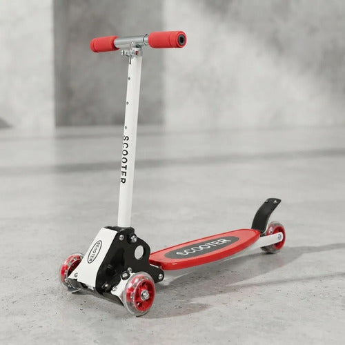 Monopatín Scooter Plegable 3 Ruedas Altura Regulable 45kg Rojo