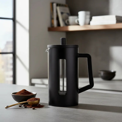 Cafetera Jarra Prensa Francesa Vidrio Acero 600ml Inoxidable Negro