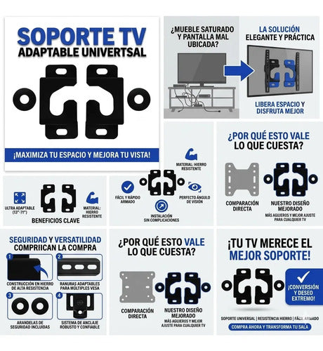 Soportes Fijo Pared Televisores Pantallas Led 71 Pulgadas Tv Negro
