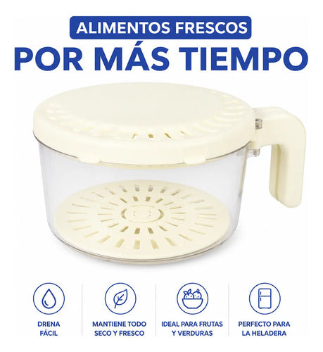 Recipiente Contenedor Escurridor Drenaje Tupper 1000ml Beige