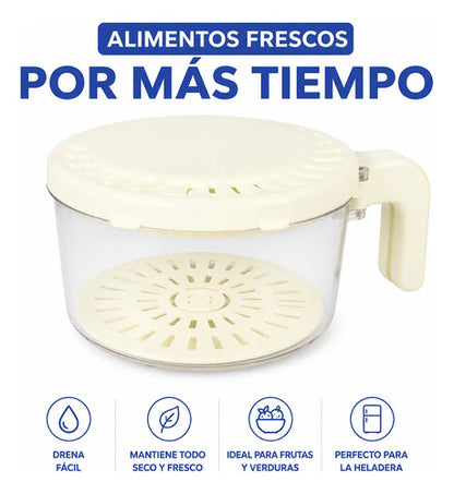 Recipiente Contenedor Escurridor Drenaje Tupper 1000ml Beige