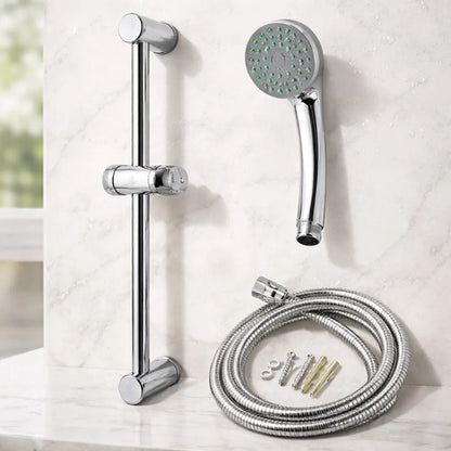 Set Ducha Baño Manual Soporte Ajustable Manguera Flexible Plateado Cromado