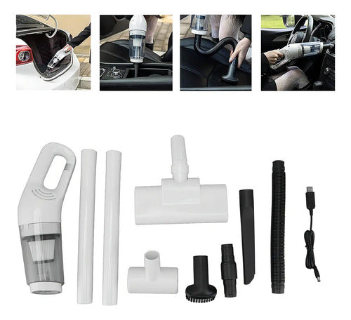 Aspiradora Portátil Inalámbrica 2 En 1 Recargable Con Filtro Hogar Auto Con Accesorios Blanco